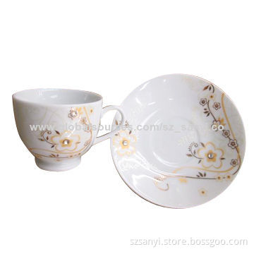12-piece Coffee Cup and Saucer in Diamond Design